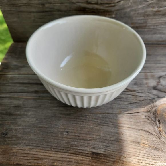 ANTIQUE Union Pacific Railroad Mixing Chefs Bowl 7" Stoneware Rib Cream Railway - Picture 7 of 9